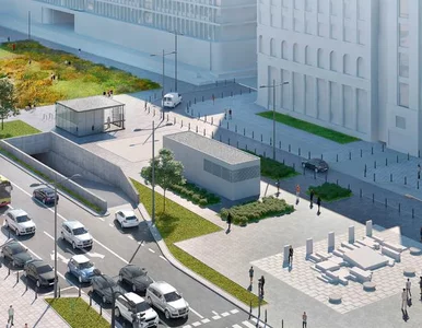 Miniatura: Nowy parking w centrum Warszawy. Miasto...