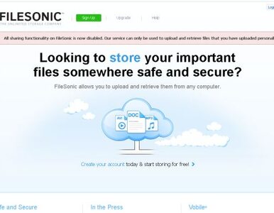 Miniatura: Na FileSonic.com już plików nie wymienisz