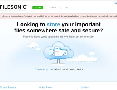 Miniatura: Na FileSonic.com już plików nie wymienisz